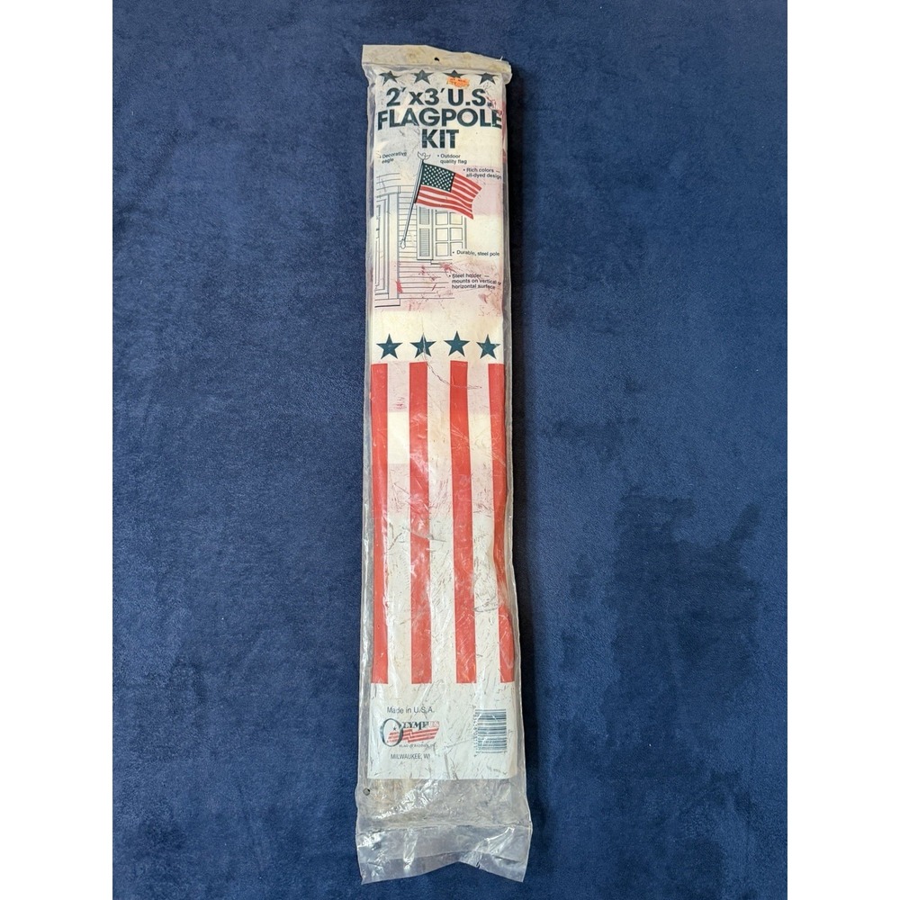 Vtg 2000’s Olympis U.S Flag And Flagpole Kit 2x3’